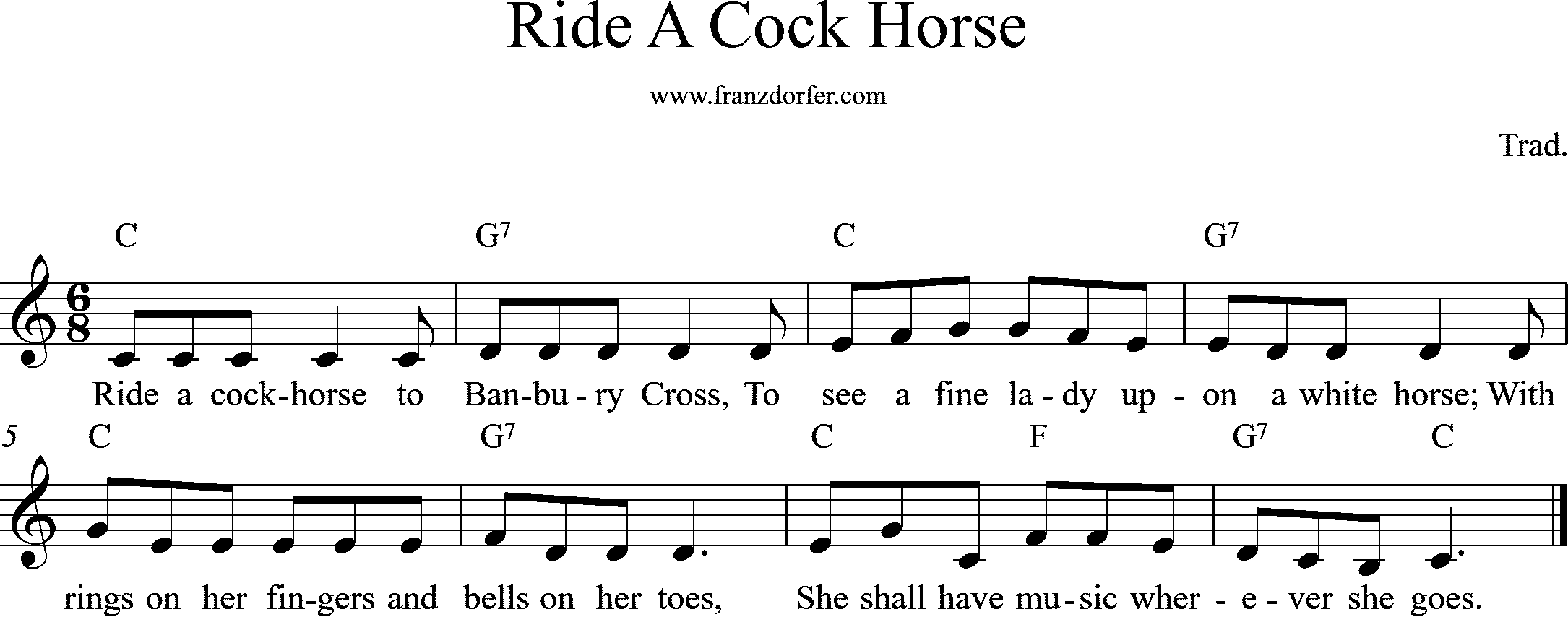 ride A Cock Horse V2, Sheetmusic